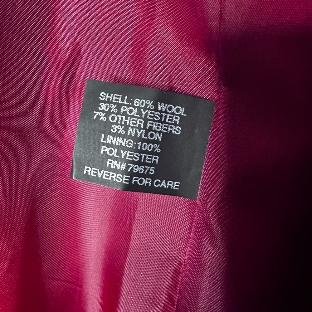 Anne Klein Burgundy Double Breasted PeaCoat Size M - Picture 5 of 5